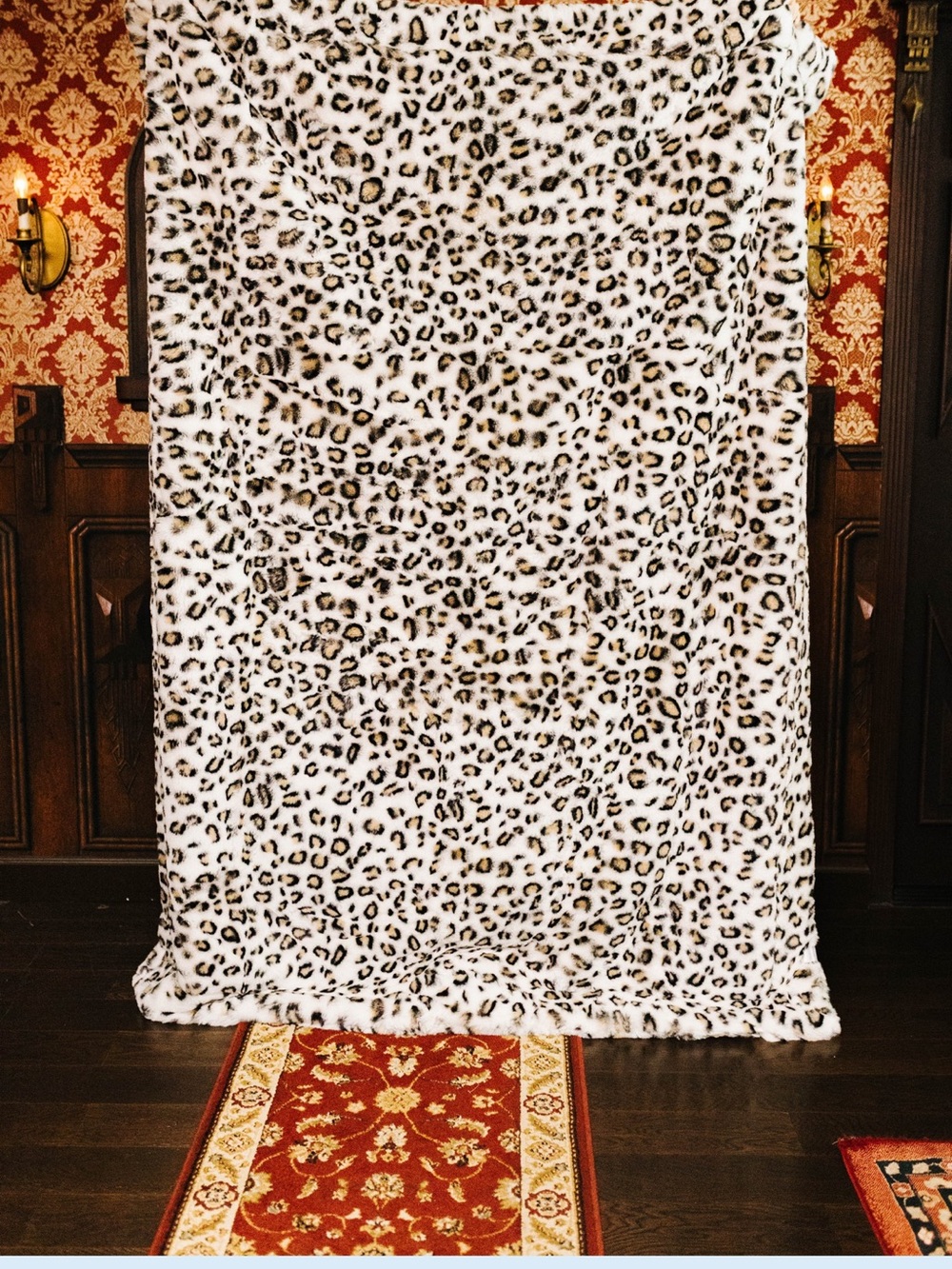 Snow Leopard Faux Fur Blanket 60x80 by Staykation: Krista Horton